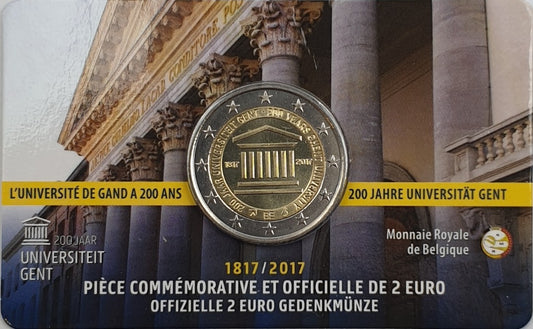 Βέλγιο - 2 Ευρώ 2017, 200 Χρόνια Πανεπιστήμιο Της Γάνδης, (Coin Card)