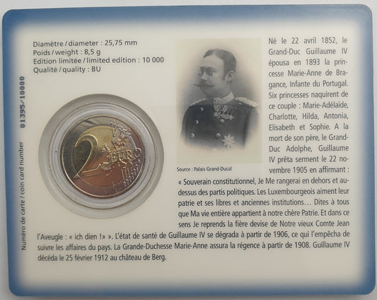 Λουξεμβούργο - 2 Ευρώ 2012, Henri I Death of William IV, (Coin Card)