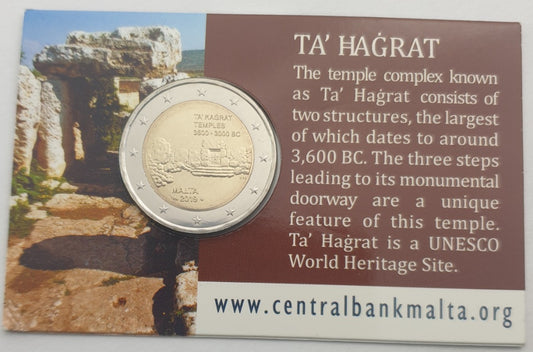 Μάλτα - 2 Ευρώ 2019,  TA’ ĦAĠRAT Temples, (Coin Card)