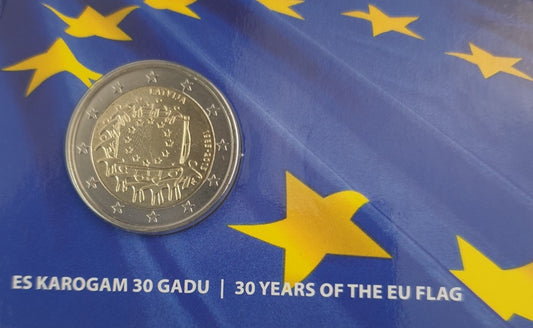 Λετονία - 2 Ευρώ 2015, 30 Χρόνια Σημαίας ΕΕ, (Coin Card)