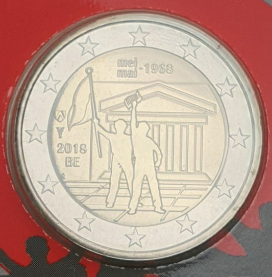 Βέλγιο - 2 Ευρώ 2018, 50η Επέτειος Του Μαΐου, (Coin Card)