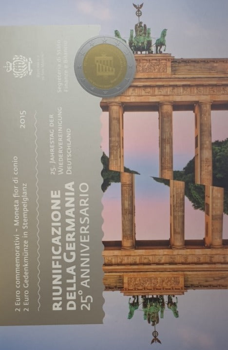 Άγιος Μαρίνος - 2 Ευρώ 2015, 25η Eπέτειος της Επαναγέννησης της Γερμανίας, (Coin Card)