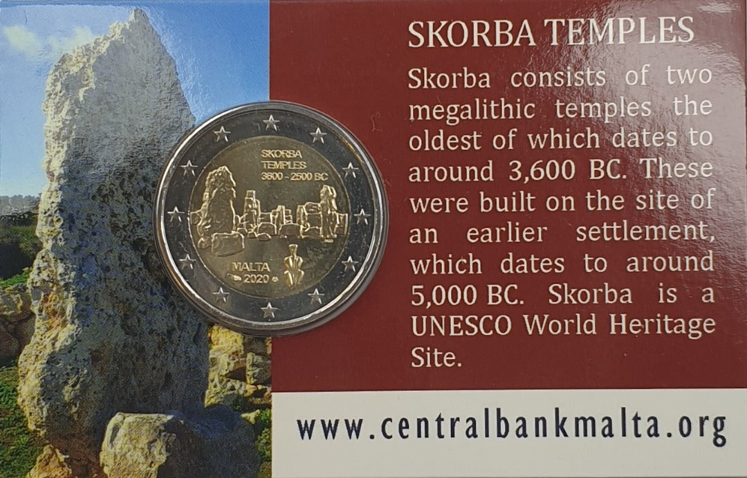 Μάλτα - 2 Ευρώ 2020, Ναοί Σκορμπά, (Coin Card)