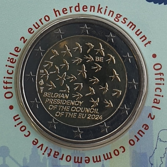 Βέλγιο - 2 Ευρώ 2024, Βελγική προεδρία του συμβουλίου της ΕΕ - Ολλανδική Γραφή, (Coin Card)
