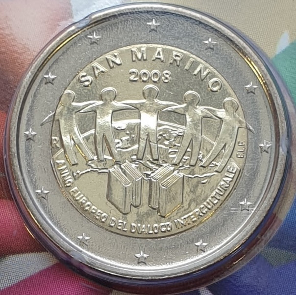 Άγιος Μαρίνος - 2 Ευρώ 2008, Ευρωπαϊκό Έτος Διαπολιτισμικού Διαλόγου, (Coin Card)