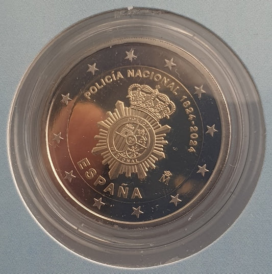 Ισπανία - 2 Ευρώ 2024, 200 Χρόνια Εθνικής Αστυνομίας, PROOF