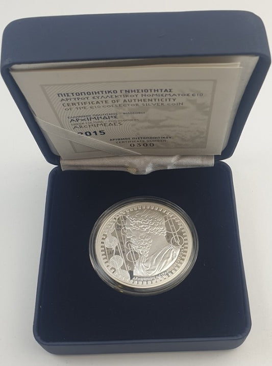 Ελλάδα - 10 Ευρώ 2015, Αρχιμήδης, Ασημένιο PROOF