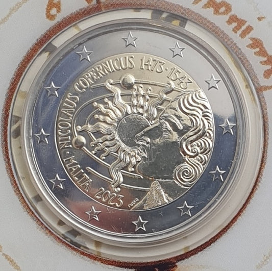 Μάλτα - 2 Ευρώ 2023, Νικόλαος Κοπέρνικος 1473 - 1543, (Coin Card)