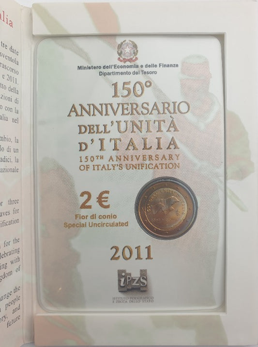 Ιταλία - 2 Ευρώ 2011, 150 χρόνια επέτειος για την ένωση της Ιταλίας, Coin card