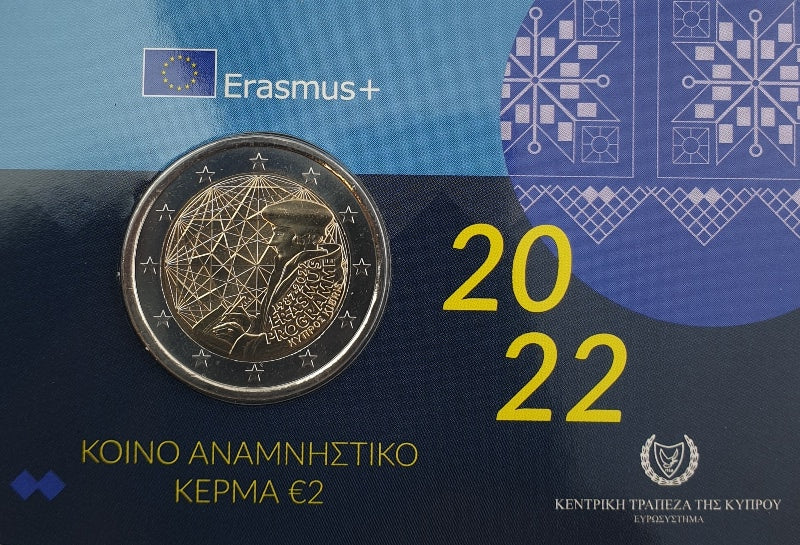 Κύπρος - 2 Ευρώ 2022, 35 Χρόνια του Πρoγράμματος Erasmus, BU (Coin Card)