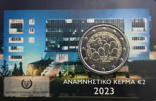 Κύπρος - 2 Ευρώ 2023, 60 Χρόνια από την ίδρυση της Κεντρικής Τράπεζας της Κύπρου, Ακυκλοφόρητο, BU (Coin Card)