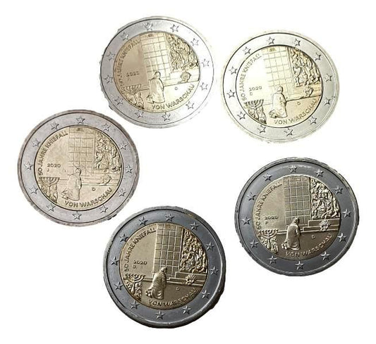 Γερμανία - 2 Ευρώ 2020 B, Σετ (A,D,F,G,J), Ακυκλοφόρητο