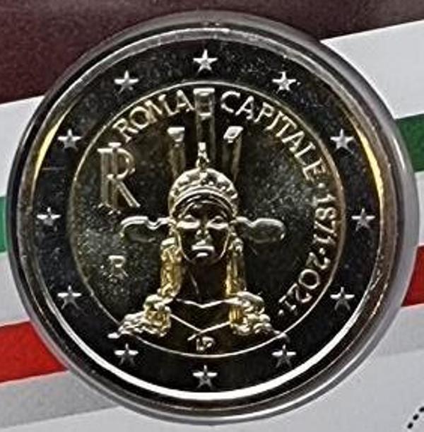 Ιταλία - 2 Ευρώ 2021, 150η Eπέτειος από την ίδρυση της πρωτεύουσας της Ιταλίας στη Ρώμη, (Coin Card)