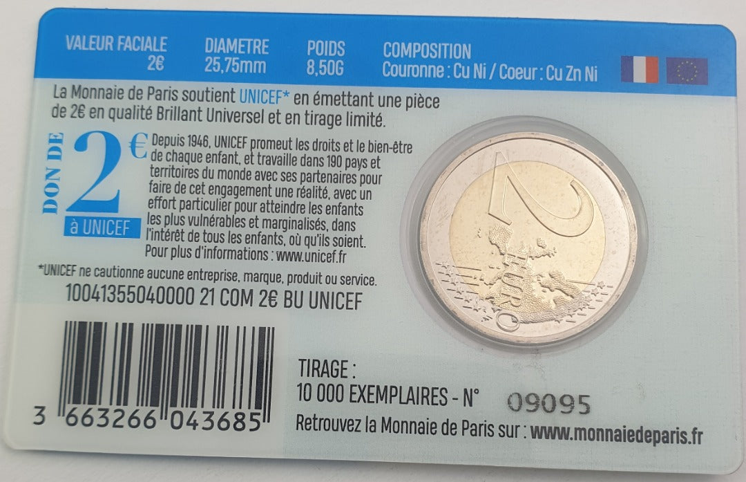 Γαλλία - 2 Ευρώ 2021, Unicef, Coin Card