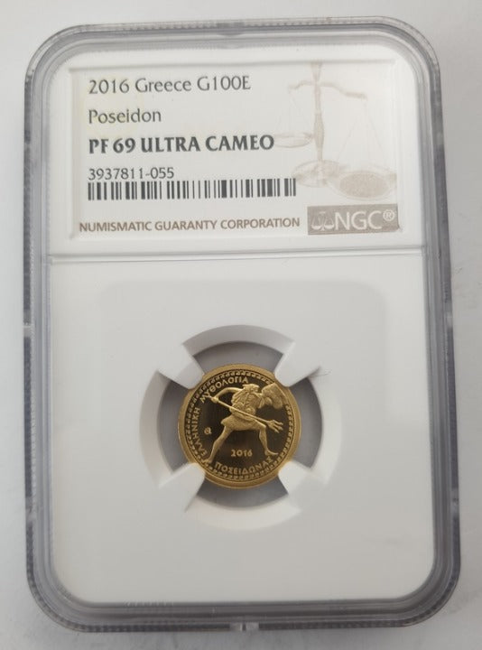 Ελλάδα - 100 Ευρώ 2016 (PF 69 ULTRA CAMEO), Ποσειδώνας, Χρυσό PROOF