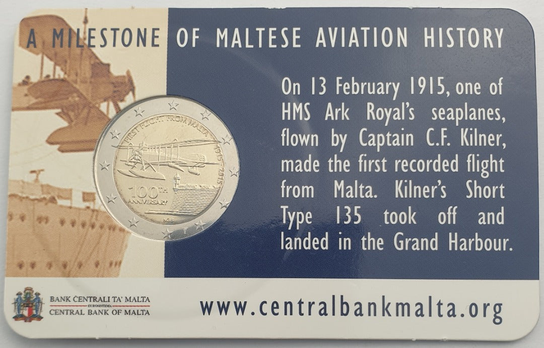 Μάλτα - 2 Ευρώ 2015, Πρώτη πτήση από τη Μάλτα, (Coin Card)