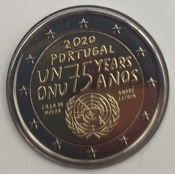 Πορτογαλία - 2 Ευρώ 2020, 75 Χρόνια από την Ίδρυση του Ο.Η.Ε., (Coin Card)