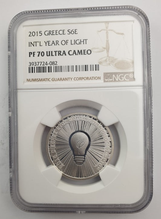 Ελλάδα - 6 Ευρώ 2015 (PF 70 ULTRA CAMEO), Διεθνές Έτος Φωτός και Τεχνολογίας Φωτός, Ασημένιο PROOF