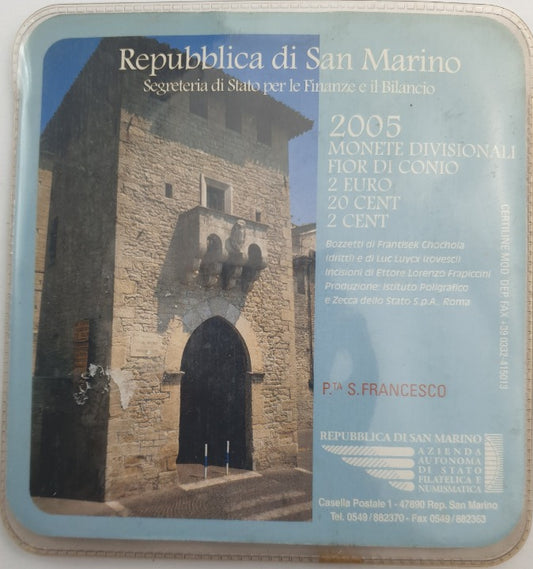 Σετ 3 νομισμάτων (50 Λεπτό, 20 Λεπτά, 2 Λεπτά), 2005, Άγιος Μαρίνος