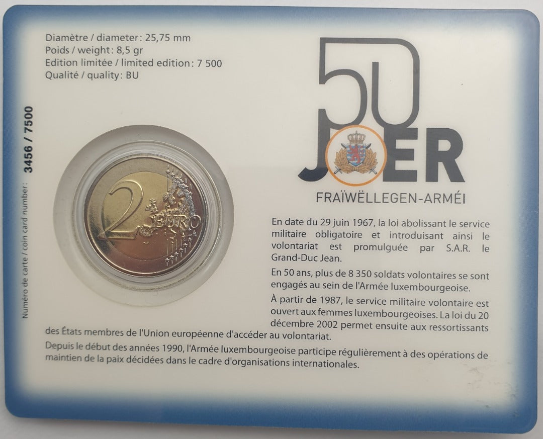Λουξεμβούργο - 2 Ευρώ 2017, Henri I Volunteer Army, (Coin Card)