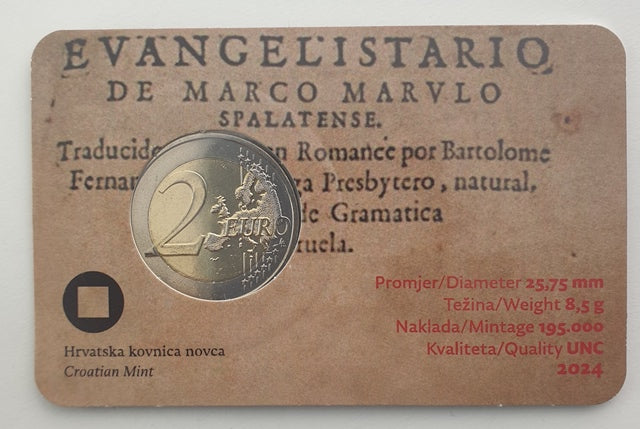 Κροατία - 2 ευρώ 2024, Marko marulic (Coin Card)