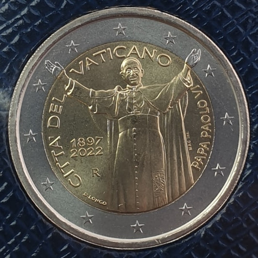 Βατικανό - 2 Ευρώ 2022, 125η Επέτειος από τη γέννηση του Πάπα Παύλου VI, (Coin Card)