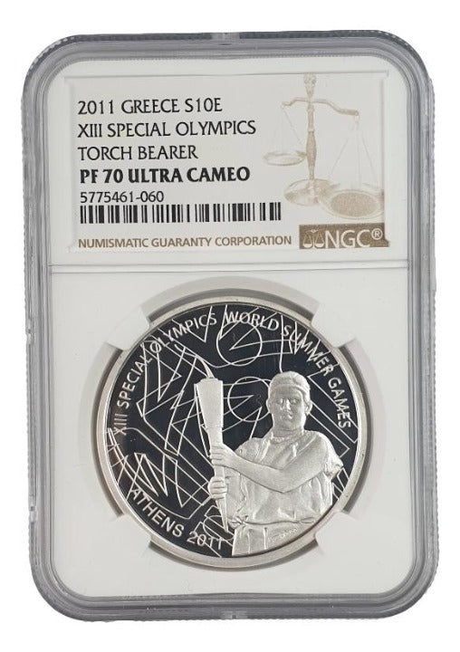 Ελλάδα - 10 Ευρώ 2011, XII Ειδικοί Ολυμπιακοί Αγώνες, Λαμπαδηδρόμος (PF 70 ULTRA CAMEO)
