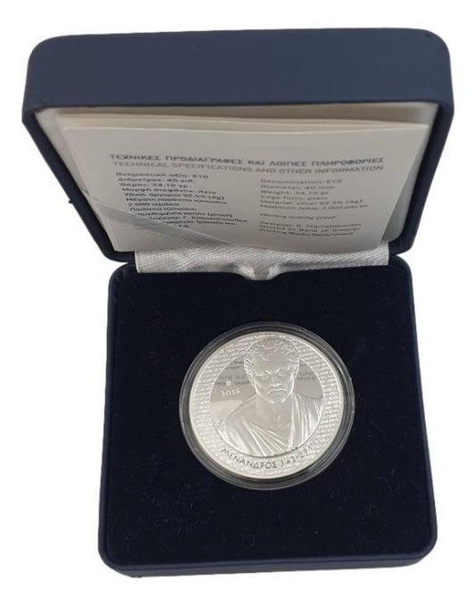 Ελλάδα - 10 Ευρώ 2016, Μένανδρος, Ασημένιο PROOF