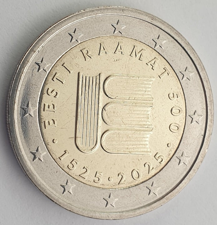 Εσθονία - 2 Ευρώ 2025, 500 Χρόνια Βιβλία Εσθονίας, ακυκλοφόρητο
