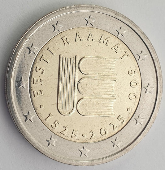 Εσθονία - 2 Ευρώ 2025, 500 Χρόνια Βιβλία Εσθονίας, ακυκλοφόρητο