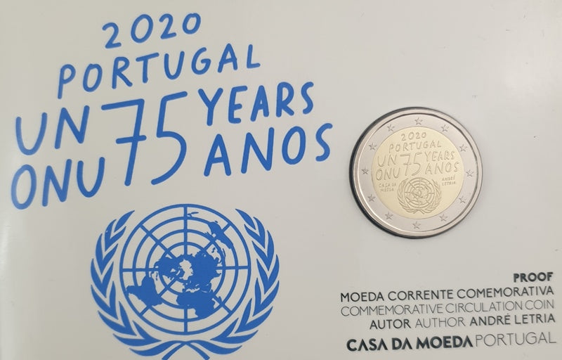 Πορτογαλία - 2 Ευρώ 2020, 75 Χρόνια από την Ίδρυση του Ο.Η.Ε., PROOF